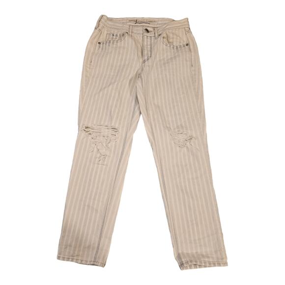 American Eagle Outfitters Size 6 Blue and White Stripped Ripped Jeans - Picture 1 of 10
